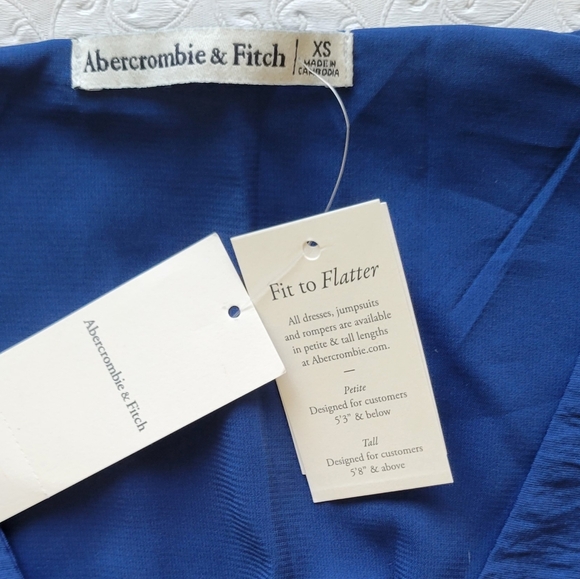 Abercrombie & Fitch blue long Sleeve baby doll ruffle mini dress size XS NWT - Picture 9 of 10